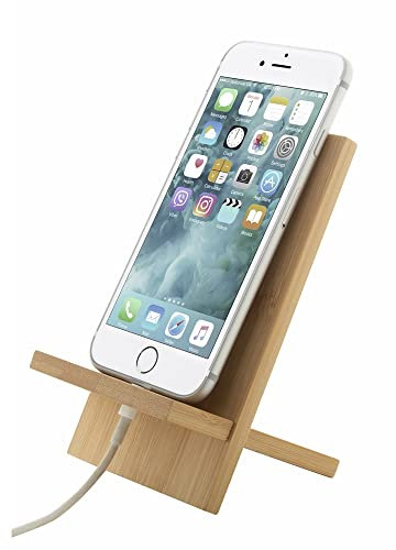ANTEVIA - Support de téléphone Portable de Bureau en Bois | Plus DE 10 MODÈLES | Mains Libres Table Smartphone Tablette Écologique (Gibba)