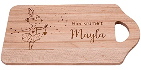 Tabla de desayuno personalizada con nombre, de madera, diseño de bailarina, regalo para niños