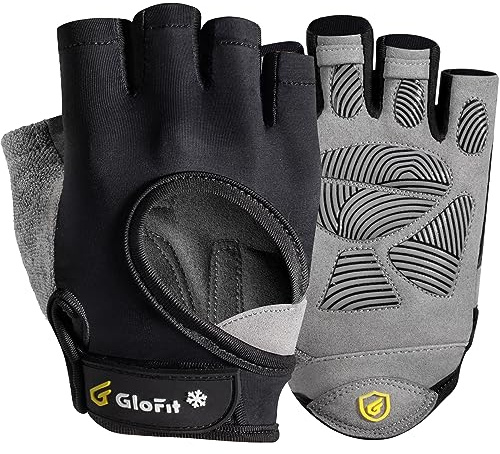 Glofit Fitness Handschuhe, Trainingshandschuhe für Crossfit, Bodybuilding, Radsport, Gym, Krafttraining, Sporthandschuhe für Damen und Herren (Grau, M)