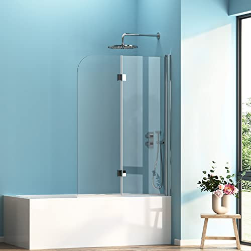 Badewannenaufsatz 110x140cm Faltwand für Badewanne, Duschabtrennung faltbar aus 6mm ESG