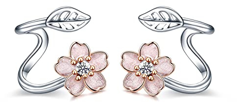 POPLYKE Blatt Sonnenblume Ohr Kletterer Crawler Manschette Wraps Ohrringe 925 Sterling Silber Blume Schmuck Geschenke für Damen