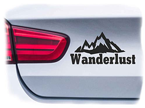 WB wohn trends Auto-Aufkleber, Wanderlust Berge, schwarz, 35cm breit, Farbe und Größe wählbar, KFZ-Sticker LKW Spruch
