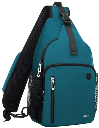 MOSISO Sling Rucksack Tasche, Mehrzweck Umhängetasche Reise Wander Tagesrucksack Brusttasche mit Quadratischer Fronttasche & USB Ladeanschluss, Jägergrün