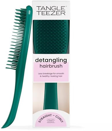 Tangle Teezer The Ultimate Detangler Hairbrush | For Wet & Dry Hair | Detangles All Hair Types | Reduces Breakage, Eliminates Knots | Two-Tiered Teeth & Comfortable Handle |Green Jungle