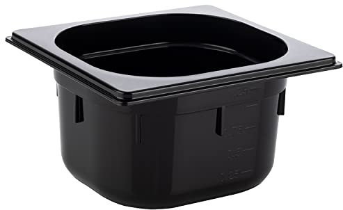APS 82077 GN 1/6 Réservoir Gastronorm en polycarbonate, dimensions 160 x 160 mm/hauteur 100 mm/volume 1,5 litre, noir