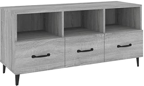 vidaXL Mueble de TV Armario Aparador Auxiliar Equipos Música Consola para Hogar Soporte Videoconsolas Madera Contrachapada Gris Sonoma