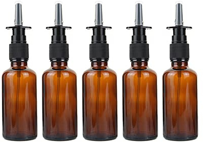 Flacon de pulvérisation nasale portatif rechargeable en verre ambré vide de 50 ML avec pulvérisateur de brouillard sous pression contenant de l'eau de maquillage (10 ea.)