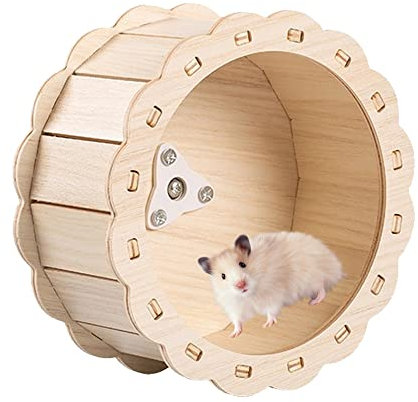 Kleintierspielzeug Laufrad, Hamsterrad, Übungsrad für Hamster, Silent Hamster Wheel, Hamsterrad Holzigkeit, rutschfest, für Chinchilla, Igel, Rennmäuse und andere Kleintiere (17CM)