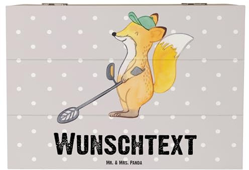 Mr. & Mrs. Panda Personalisierte Holzkiste Fuchs Metalldetektor 22 x 15 cm - Geschenke, Münzen Suchen, Aufbewahrungsbox Personalisiert, Geschenk, Schatzsuche, Erinnerungsbox, mit Namen, Geschenkbox