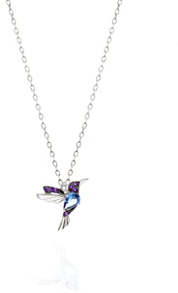 Einzelstück® Halskette mit Vogel Anhänger aus 925 Sterling Silber | Silberkette | Cubic Zirkonia (Paradise Bird Halskette Silber)