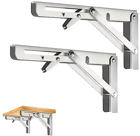 CEEYSEE 2 Stück faltbare Halterung, 200 mm, Edelstahl, Halterungen für schwere Regale für Klapptisch, Küche, Schlafzimmer, maximale Belastung 60 kg (YZJY.200 mm)