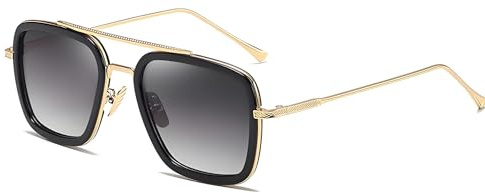LHSDMOAT Lunettes de Soleil Rétro Années 70 Pilotes Carrées Polarisées UV400 - Protection Hommes Femmes pour Conduite Pêche Voyage Outdoor