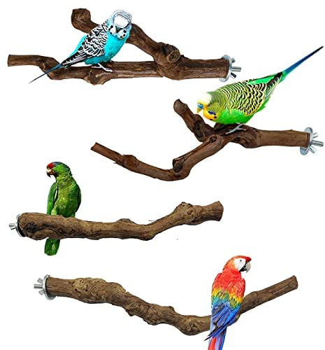 Bird perches Bird Perch Stand Perches for Cages Natural Bird Perch（4-Piece Set） (1)