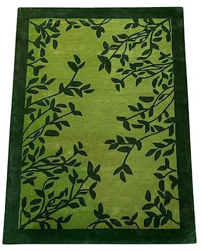 Grün Teppich 100% Wolle 170X240 cm Handarbeit Blatt Designer Orientteppich WT4
