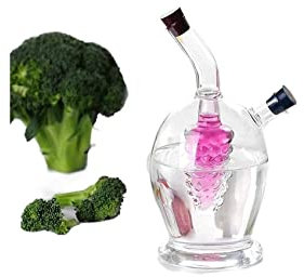 OXOAMP Distributeur d'huile et de vinaigre Distributeur d'huile et de vinaigre, Bouteille Double et vinaigre Bouteille en Verre de Cuisine Transparente 2 en 1 (Transparent) Décor de Cuisine de Ferme