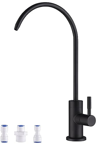 DEOKXZ Matte Black Drinking Water Filter Faucet for Kitchen Sink Reverse Osmosis Ro System, Lead-Free Sus Stainless Steel with Brass Finish (Matte Black)