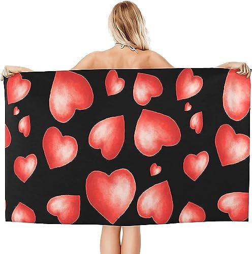 Telo Mare Cuore Rosso, Con Stampa 3D, Per Bambini, 100% Spugna Di Poliestere, Morbido, Delicato Sulla Pelle, Assorbente, Da Viaggio, Nuoto, Campeggio 200 X 200 Cm