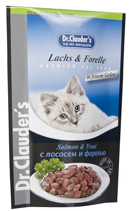 Dr. Clauder's | Nourriture humide pour chats | Variété Best Pearls en sauce | Différentes saveurs | Enveloppes 20 x 100 g | Saumon et truite