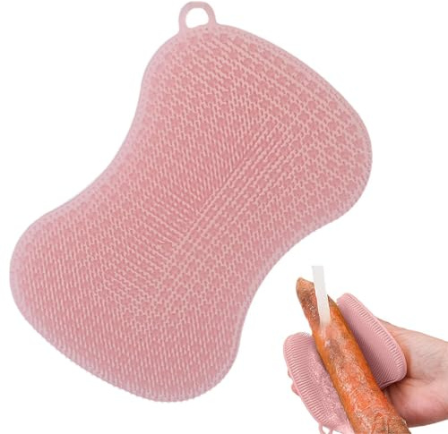 Ruwshuuk Esponja de silicona para platos, esponja multiusos para lavar platos con cepillo de silicona, secado rápido, esponja de cocina multiusos, estropajo de cocina, limpiador de ollas para platos,