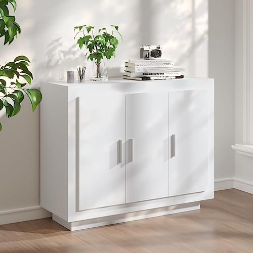 Myheimly Sideboard Kommode Anrichte Schrank Beistellschrank Mehrzweckschrank Standschrank Flurschrank Wohnzimmer 92x35x75cm Holzwerkstoff Weiß