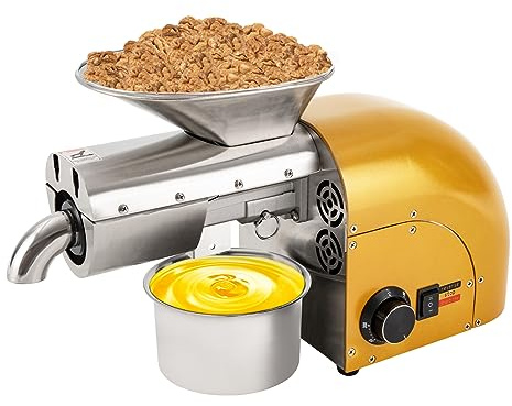 Oil Press Machine, 1800W 110V Electric Oil Extractor Commercial Stainless Steel Oil Press Machine Nut Seeds Oil Extractor Cold& Hot Press Machine, Temperature Control 300°C/572°F,Lower Noise