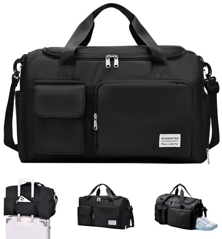 COEKI Borsone Palestra Uomo Donna Borsa Palestra 29L con Scomparto Scarpe e Tasca Umida Borsa da Viaggio Piscina Sportiva Nero