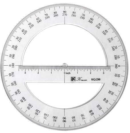 Goniometro rotondo da 25 cm, righello a 360 gradi, goniometro, angoli centrali completi, strumento di misurazione matematica, forniture scolastiche