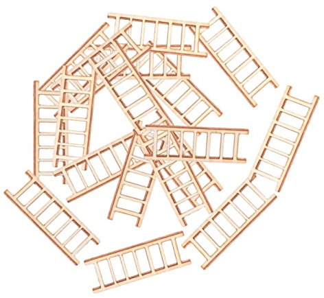 Abaodam 20pcs Mini Wooden Ladders Doll House Miniatures Micro Landscape Ladder Diy Photo Props for Mini Garden Ornaments