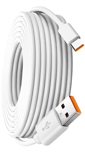 5m Extra Long USB C Cable,Durable USB A to USB C Fast Charge Cord Power Extension Charging Lead for Security Cameras Tablets USB-C SmartPhones Controller and More(White)