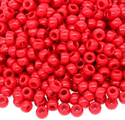 Gxadwzy 500 Stück Pony Beads 6x9mm Rot Perlen mit Großem Loch für Schmuck, Armbänder, Ketten, Schlüsselanhänger, Basteln