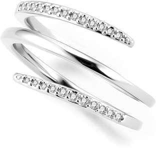 ALEXCRAFT Anello Argento per Donne, Anelli Aperto con Zirconi Regolabile, Moda Anello Impilabile, Spirale, Brillante, Antiallergico, Anello di Amicizia, Regalo per Ragazza Madre