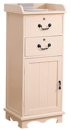 Kompakter Retro-Empfangs-Schreibtisch mit abschließbarer Schublade, stilvoller Kassierschrank für kleine Räume, Büro-Lobby und Salonmöbel, Beige 42 cm