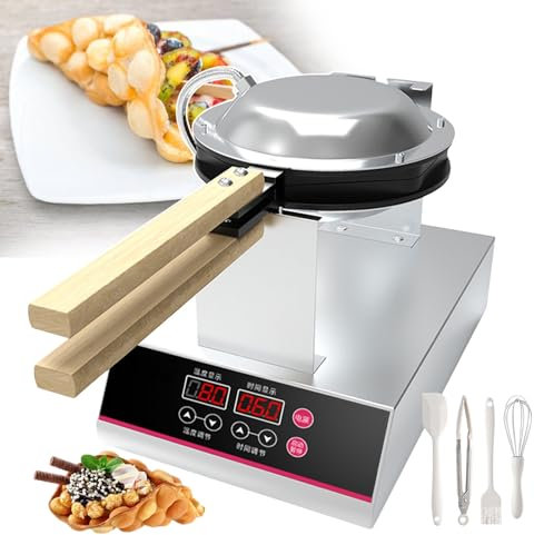 Dual-Sided Heating Bubble Waffle Maker with Digital Display & 180° Rotation, Ideal for Food Trucks, Bakeries, and Coffee Shops