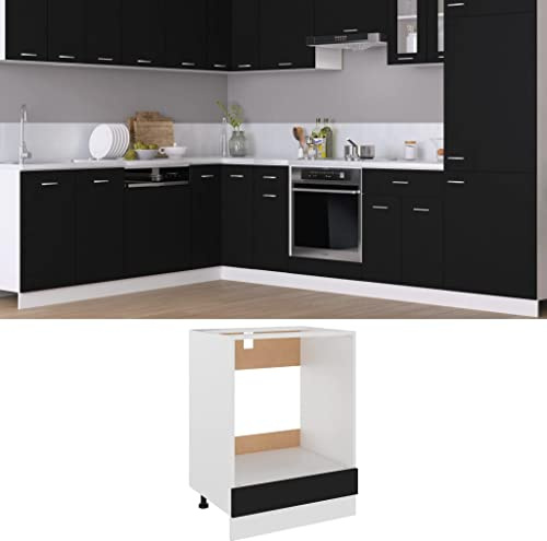 LLEZKBR Schränke & Aufbewahrungs-Küchenschränke - Backofenschrank Riga Schwarz 60x46x81,5 cm Holzwerkstoff