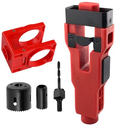 Door Lock Installation Kit, Door Installation Tools, Lock Replacement Parts, Adjustable Guides and D-urable Cutting Tools, Compact and Easy to Store, 21.5x20.5x8.5cm for Garages, Balconies