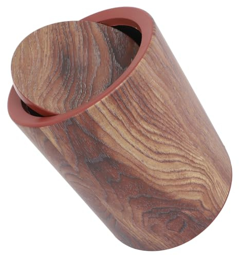 UTHCLO Bidone Con Coperchio a Ribalta Cestino Rotondo Effetto Legno Per Cucina Bagno Ufficio Contenitore Per Rifiuti Durevole e Facile Da Pulire