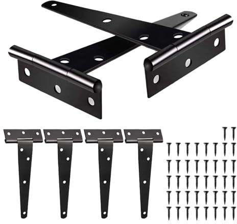 Lot de 6 charnières en T robustes, 150 mm, 15 cm, sangle métallique, avec vis, for portes de hangar et portail de jardin