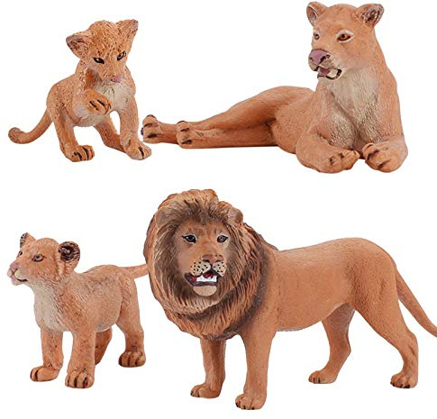 Generisch Löwe Realistische Tierfiguren 4 Stück Aktionsmodell Kunststoff Wildes Tier Lernparty Lehrreich Wald Bauernhof Spielzeug Geburtstag Cupcake Topper für Kinder