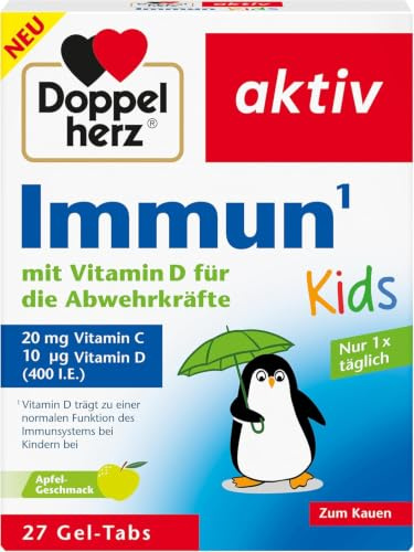 Doppelherz Immun Kids - mit Apfel-Geschmack | Vitamin C und Vitamin D im Duo für Kinder ab 4 Jahren- nur 1x täglich eine Weichtablette - 27 Gel-Tabs