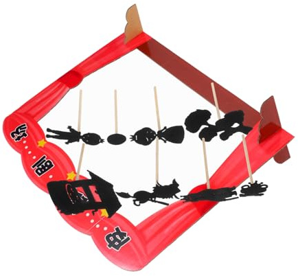 VICASKY DIY Schattenpuppen für Edukatives Puppentheater mit Traditionellem Chinesischem Theaterrahmen und Figuren Bunte Bastelspielzeuge für Vorschule Kreatives Storytelling und