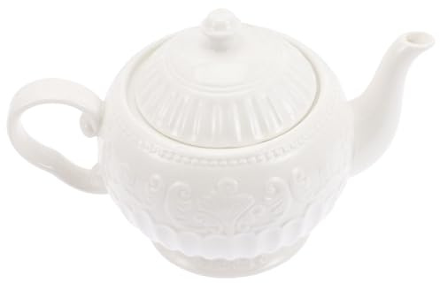 FELTECHELECTR Théière Blanche Porcelaine avec Infuseur Décoration pour Thé de Après-midi Service à Thé pour Maison et Hôtel