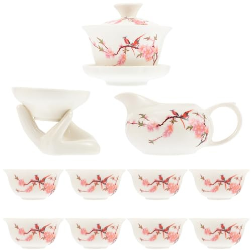 ARTSEWPLY Té Kung Fu Cerámico Azul Completo con Tetera Antiescaldado Filtro Práctico y Tazas Kit Portátil para Té Chino Tradicional Casa y Oficina