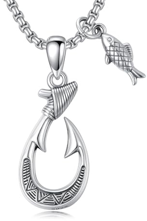 HARMONY BOLA Fischhaken Halskette 925 Sterling Silber Maui Fischhaken Anhänger Hawaiianischer Fischhaken Schmuck für Herren und Damen