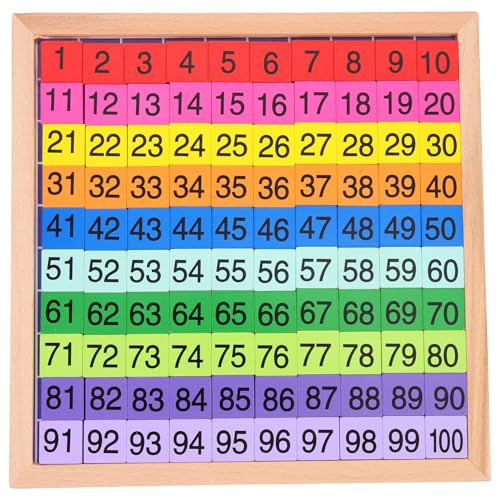 FRCOLOR Jeu Mathématique en Bois Montessori Éducatif pour Garçon et Filles, Tableau Numérique Continu 1-100, Planche Interactive Colorée, Jouet D’Apprentissage pour École Primaire,