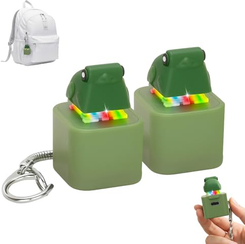 Frog gracchiante Fidget, 2026 New Frog Keyboard Fidget per adulti Clicker sollievo dallo stress, portachiavi ricaricabile con luce LED sonora e porta di ricarica (2 pezzi)