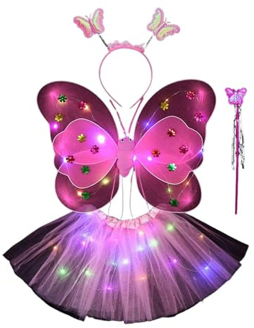 zjhukfmc Ensemble d'habillage de princesse féerique,Fairy Princess Dress Up Set avec aile - Ensemble de costume de fée princesse pour filles avec ailes, et bandeau pour de 3 à 10 ans