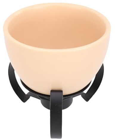 banapoy Pot à Fondue au Fromage, Faitout Style Européen Peint à la Main pour Fromage Chocolat avec Support en Métal Amovible, Base Robuste pour une Répartition Uniforme la Chaleur (Beige)