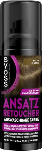 Syoss Ansatz Retoucher Kaschierspray Braun (120 ml) | Ansatzspray deckt helleren und grauen Ansatz ab, schweiß- und regenfest, auswaschbare Haarfarbe, bis zu 40 Anwendungen