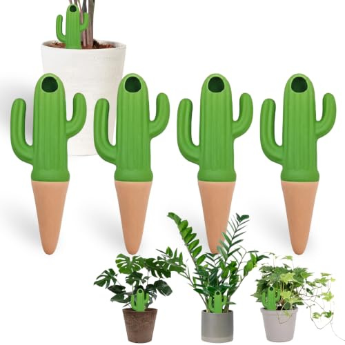 MKNZOME Bewässerungskugeln, 4 Stück Tonkegel Bewässerung Wasserspender Pflanzen Bewässerung Zimmerpflanzen Selbstbewässerung Ton Bewässerungssystem Topf Urlaub für Garten Balkon Pflanze Blumen