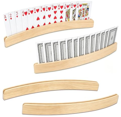 Fayskpwe 4 Stück Kartenhalter Kinder Holz, Spielkartenständer aus Holz